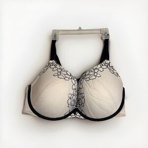 Torrid Ivory Plunge Push Up Underwire Constraint Embroidered Black Lace Bra 46D